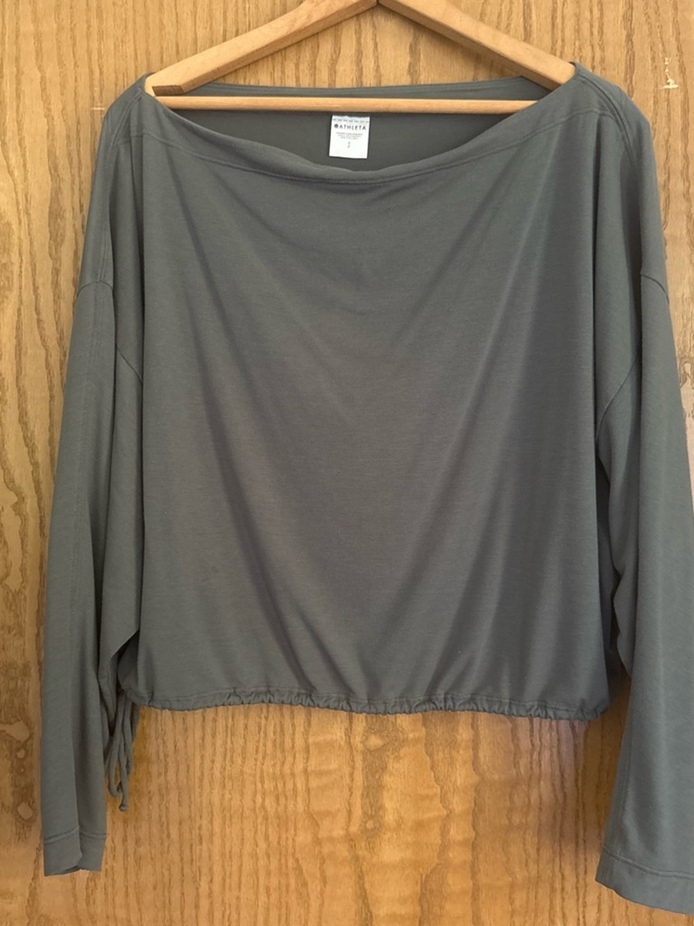 Athleta Olive Gray Boatneck Long Sleeve Pullover